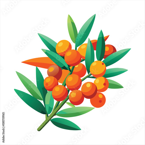 3d rendering of dynamic colorful sea buckthorn vector