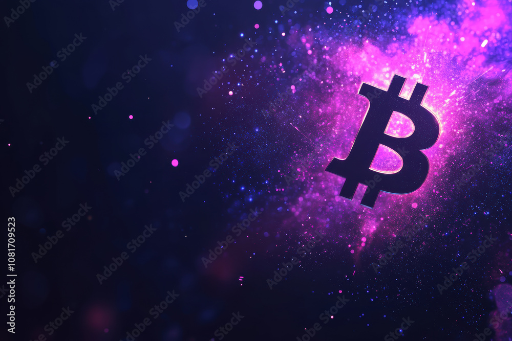 Colorful BTC Logo with Dark Purple Background Colorful BTC Logo with Dark Purple Background
