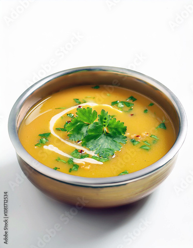 Creamy Pumpkin Soup with Parsley Garnish