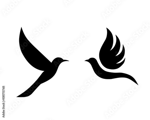 Logo icon silhouette of two black birds