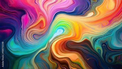 Psychedelic Rainbow Liquid Background with Vibrant Colors and Swirling Patterns