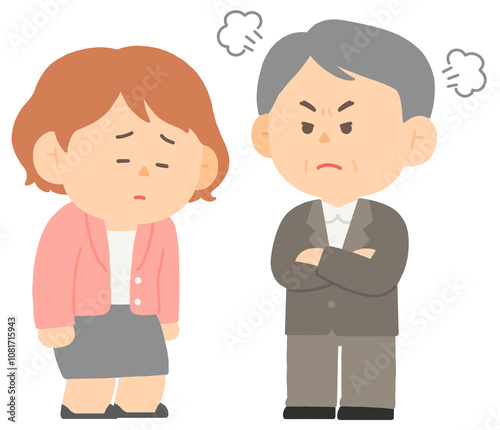 상사에게 혼나는 여자 회사원