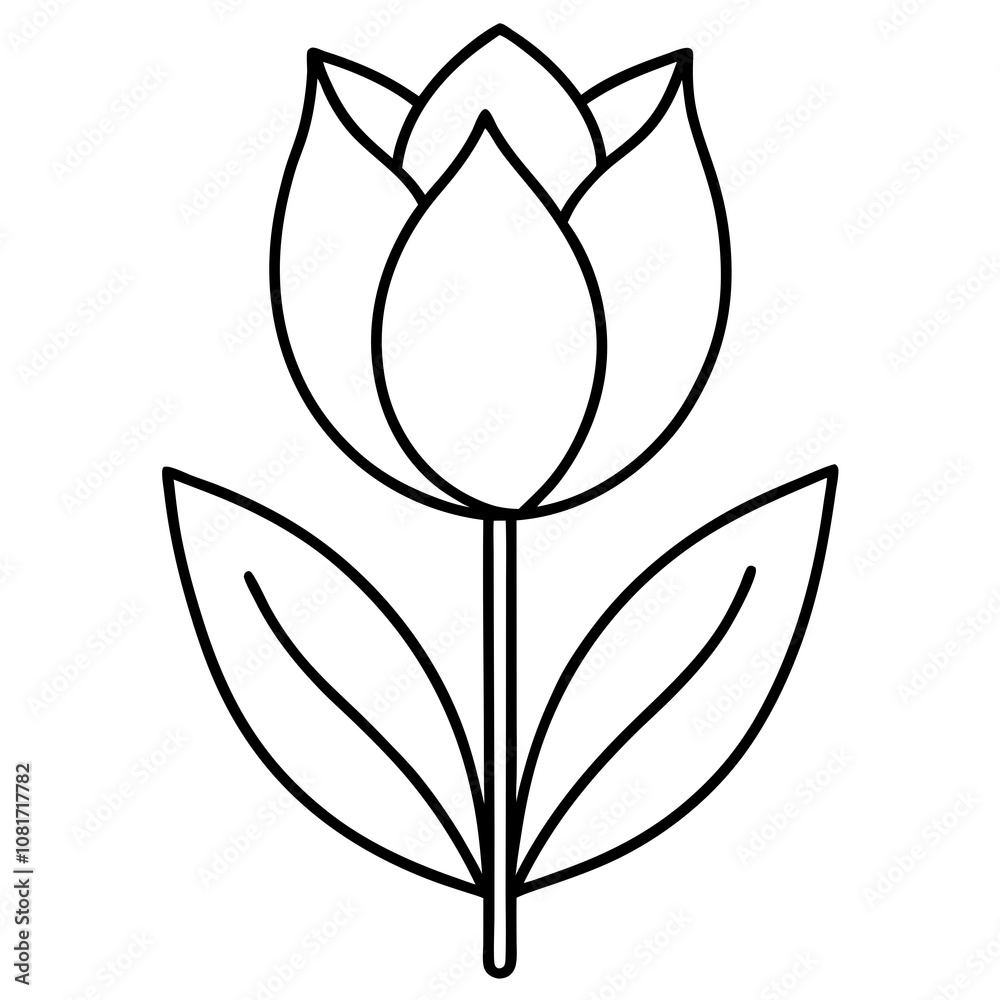 line art tulip floral vector illustration with white background line art tulip floral vector illustration with white background