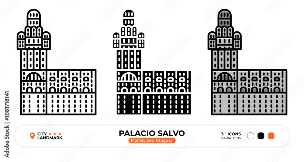 Fotografie Palacio Salvo Line Icon