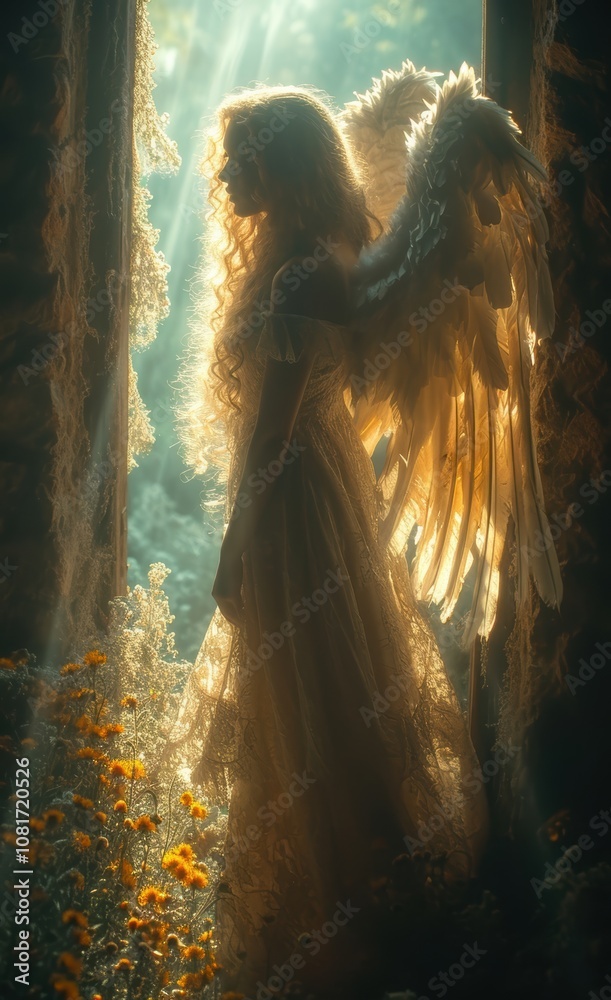 An Enigmatic Angelic Figure Perfectly Bathed in Ethereal and Mystical Light for All to See An Enigmatic Angelic Figure Perfectly Bathed in Ethereal and Mystical Light for All to See