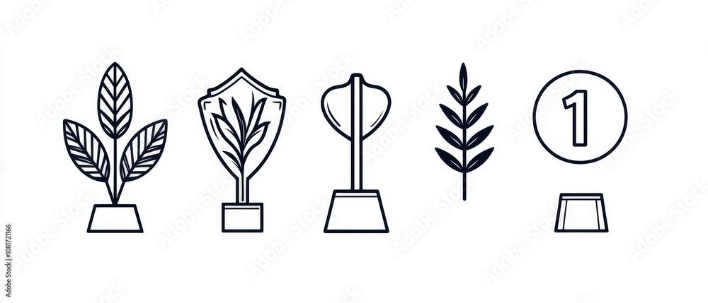 A collection of award and trophy icons representing achievement and success. A collection of award and trophy icons representing achievement and success.