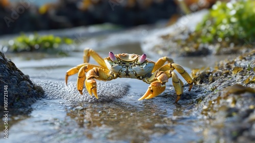 Crab scuttling in a wildlife scene photo