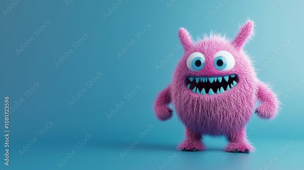 Fototapeta premium 3D illustration of a funny cute monster for design concept