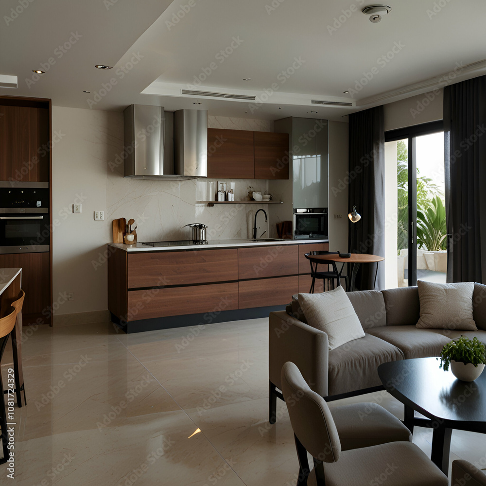 Fototapeta premium modern kitchen interior with kitchen