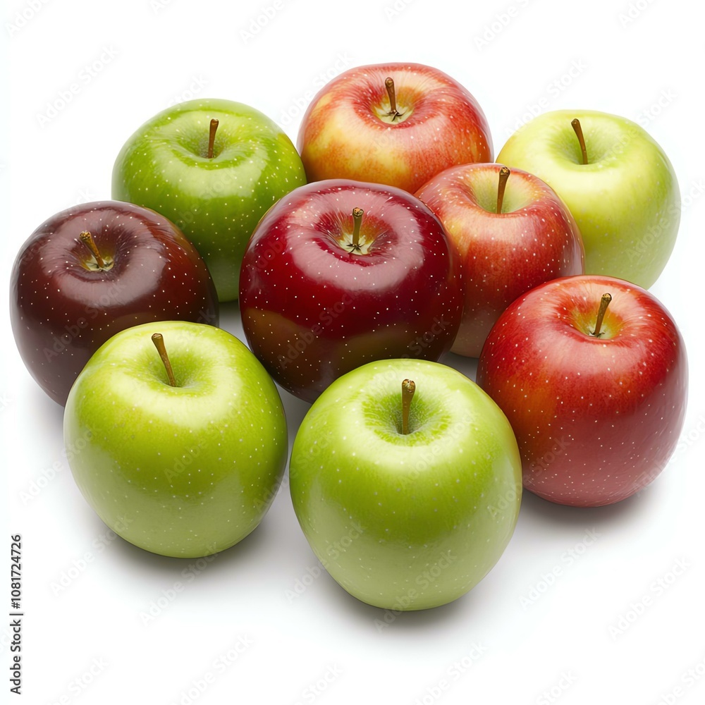 Assorted apples, white isolate background Assorted apples, white isolate background