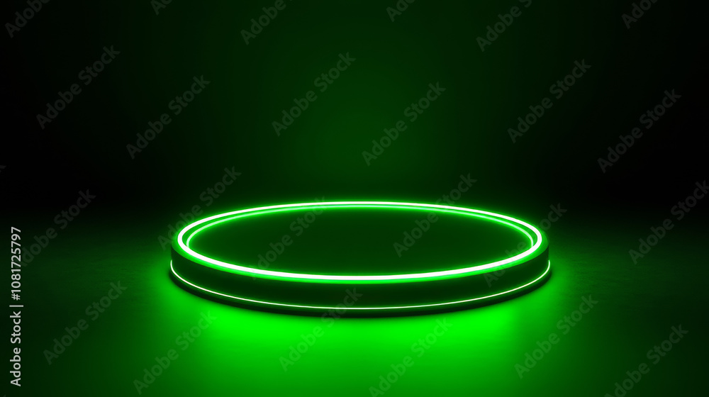 A sleek, green neon platform with a glowing ring. Perfect for showcasing products in a modern, minimalist way. You can add text or your product in the empty space. A sleek, green neon platform with a glowing ring. Perfect for showcasing products in a modern, minimalist way. You can add text or your product in the empty space.