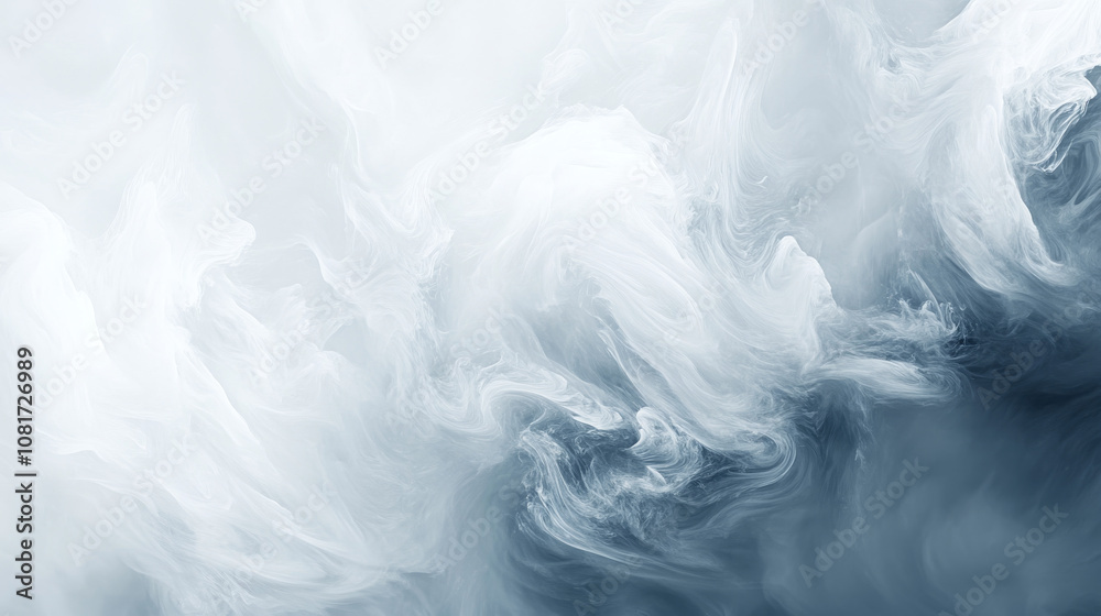 A blurry white and gray ink cloud creates a dreamy, abstract background. This 3D image looks like watercolor paint swirling in water and would be perfect for a banner design. A blurry white and gray ink cloud creates a dreamy, abstract background. This 3D image looks like watercolor paint swirling in water and would be perfect for a banner design.