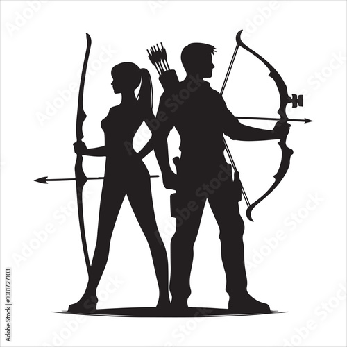 Archer silhouette vector. Archer logo icon. Archery vector illustration.