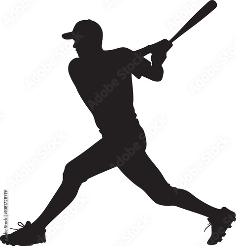 Sport silhouette, baseball batter player