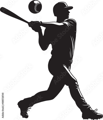 Sport silhouette, baseball batter player