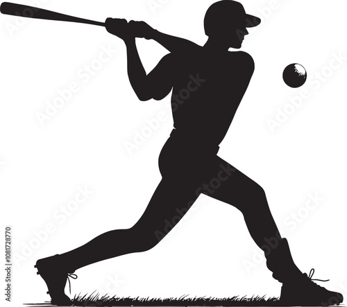 Sport silhouette, baseball batter player