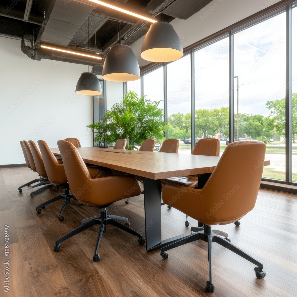 modern office conference room with wooden table and chairs modern office conference room with wooden table and chairs