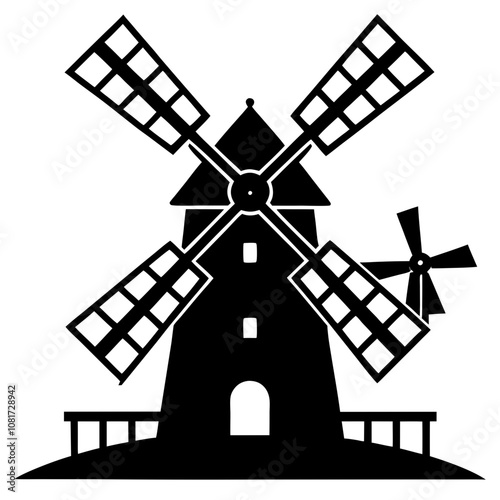 Windmill Silhouette vector illustration