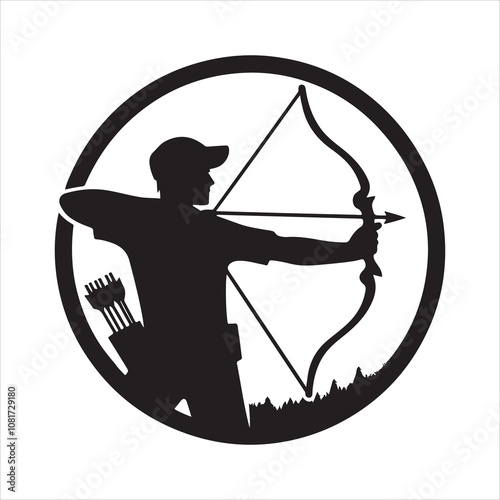 Archer silhouette vector. Archer logo icon. Archery vector illustration.