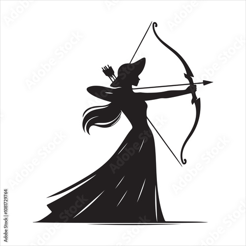 Archer silhouette vector. Archer logo icon. Archery vector illustration.