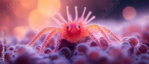 Vibrant underwater creature with striking red and pink hues