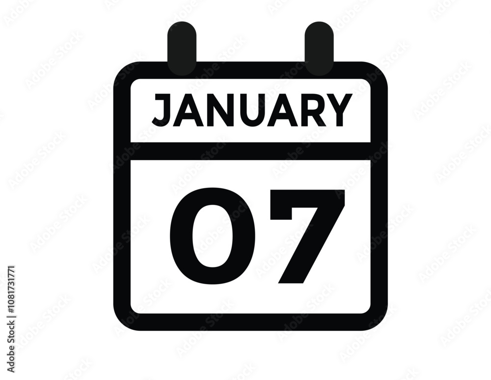 January 7 Calendar Day or Calender Date for Deadlines or Appointment. calendar date icon on white background.
January 7 Calendar Day or Calender Date for Deadlines or Appointment. calendar date icon on white background.