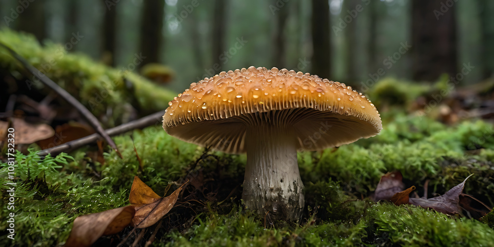 Fototapeta premium cool mushroom in the forest, created by Generative AI