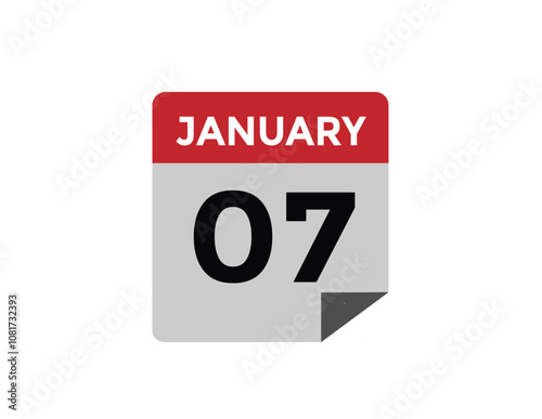 January 7 Calendar Day or Calender Date for Deadlines or Appointment. calendar date icon on white background.
