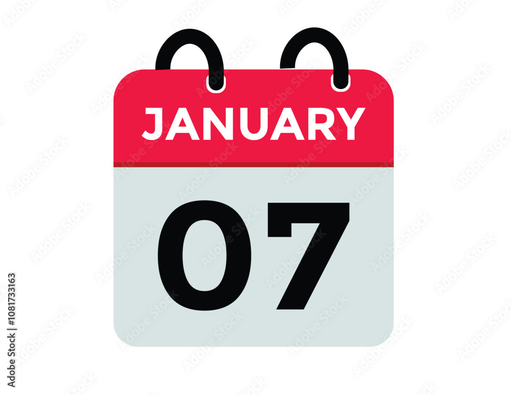 January 7 Calendar Day or Calender Date for Deadlines or Appointment. calendar date icon on white background.
January 7 Calendar Day or Calender Date for Deadlines or Appointment. calendar date icon on white background.