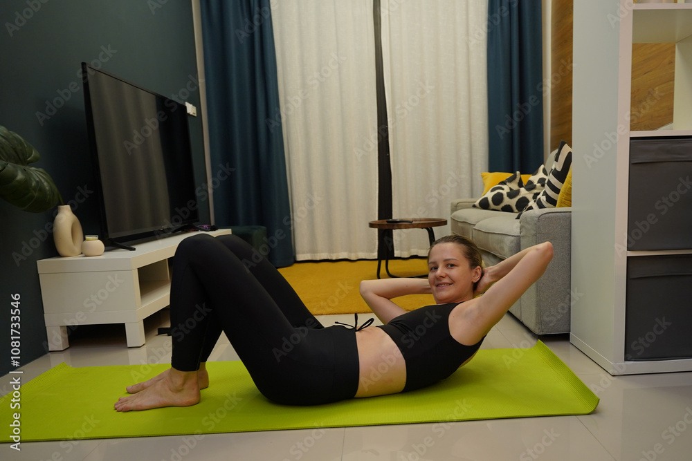 A young woman have a joyfully yoga practice A young woman have a joyfully yoga practice