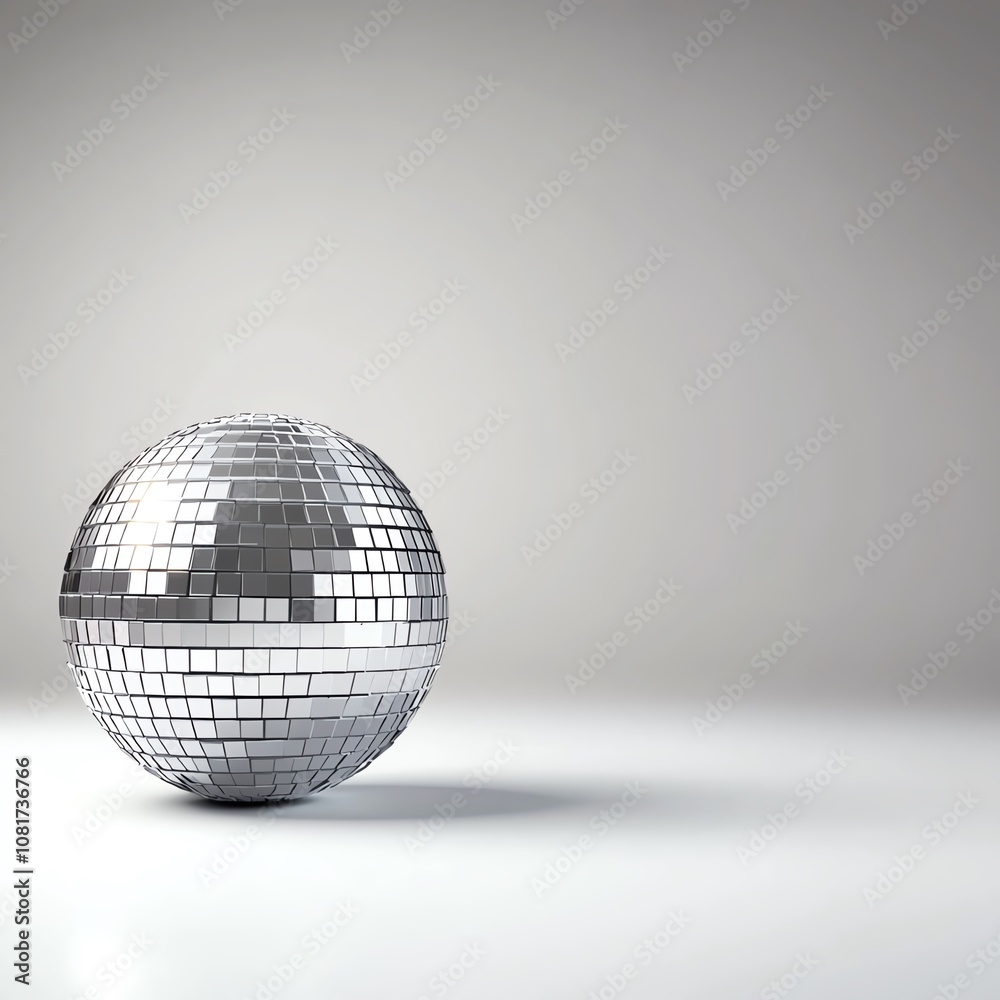 Fototapeta premium A shiny disco ball reflecting light beautifully, perfect for parties and celebrations, adding a touch of sparkle.