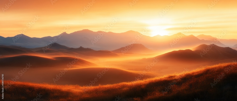 Breathtaking sunset over majestic mountain landscape Breathtaking sunset over majestic mountain landscape