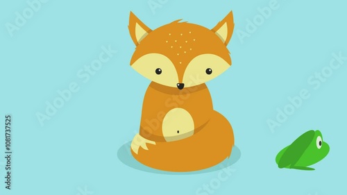 Fox on blue background