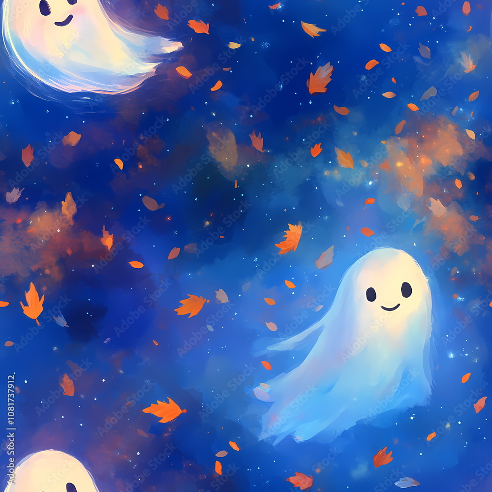 Cute Shy Halloween Ghost Illustration Cute Shy Halloween Ghost Illustration