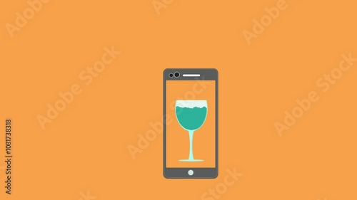 the liquid is poured into a glass inside the smartphone