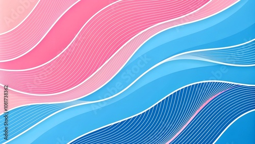 Modern diagonal wavy line abstract background in pink, blue, and white. Stylish abstract background with diagonal wavy lines