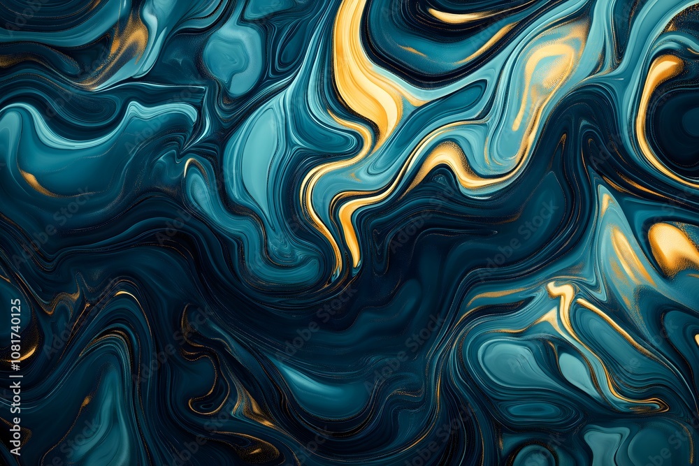 Dynamic fractal pattern with intricate swirling details, high contrast colors of turquoise, gold, and dark indigo, mesmerizing visual effect wallpaper and background Dynamic fractal pattern with intricate swirling details, high contrast colors of turquoise, gold, and dark indigo, mesmerizing visual effect wallpaper and background
