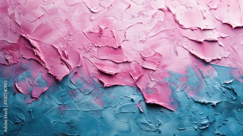 Abstract background with pink and blue textured paint.