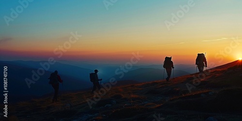 Hiking into the Sunrise A Visual Shadow Play, The Magic of Dawn Hikes Travelers in Silhouette