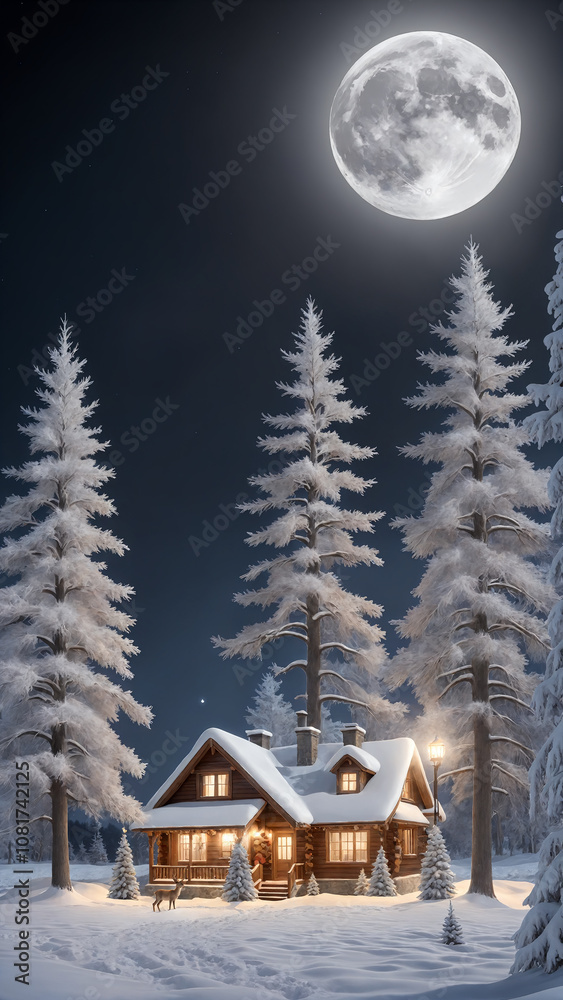 Fototapeta premium winter landscape with christmas tree