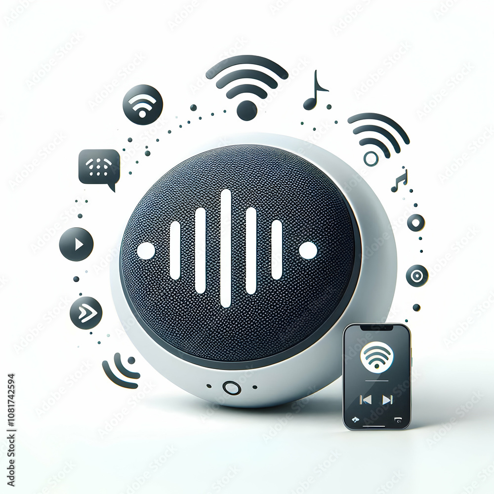 Smart speaker with radio feature concept as Modern smart speaker icon ...