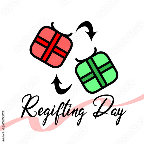 National Regifting Day to celebrate on third Thursday of December. Gifts giving each other on white background. photo