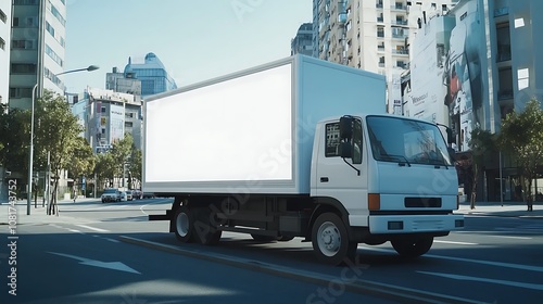 Delivery Truck on City Street