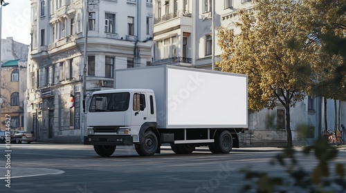 Delivery Truck on City Street