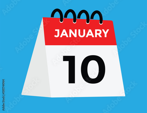 January 10 Calendar Day or Calender Date for Deadlines or Appointment. calendar date icon on white background.
