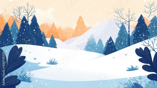 Winter scene with snow and space for text