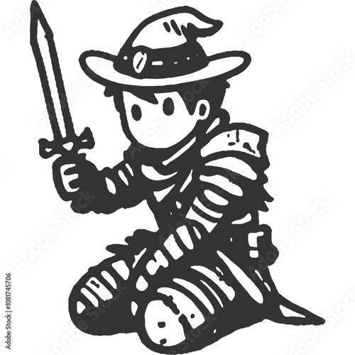 Holding the Line Vintage Illustration Vector