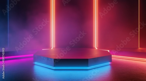 neon empty podium