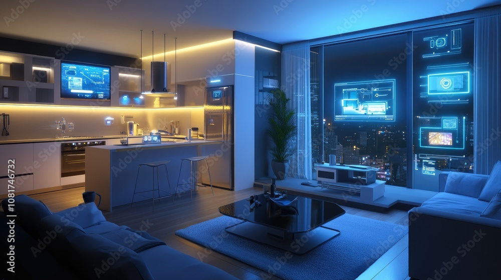 Smart house concept with integrated technology visuals Smart house concept with integrated technology visuals