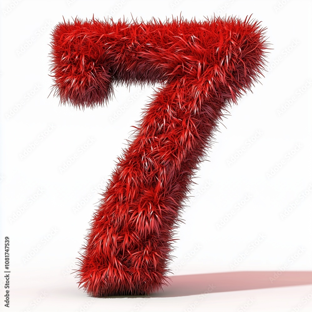 Red grass letter 7 number organic leaves textured frame border white isolated Red grass letter 7 number organic leaves textured frame border white isolated